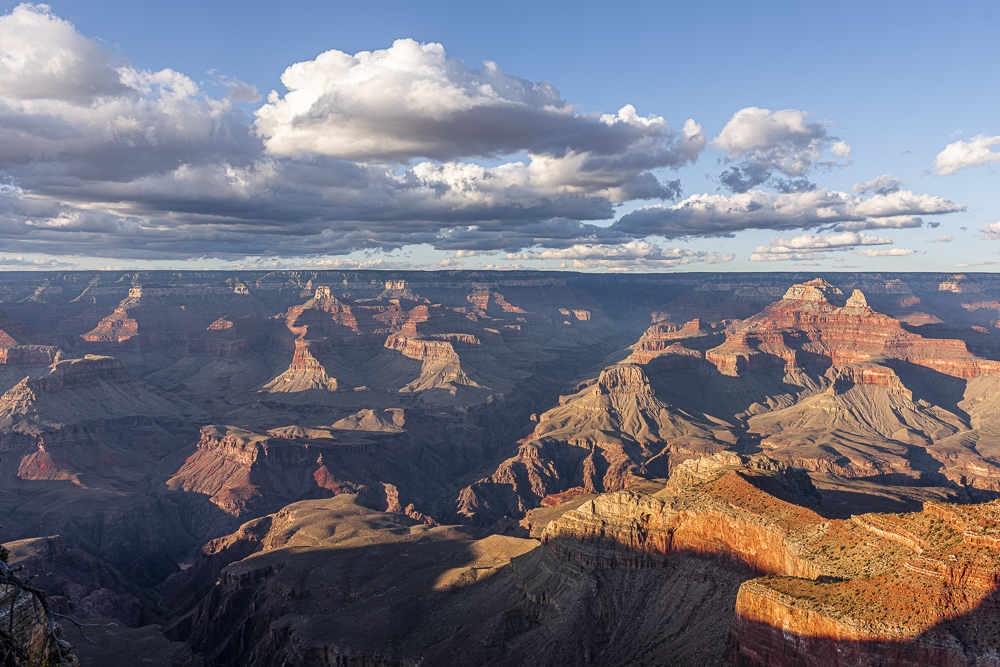 Late afternoon views of the Grand Canyon from the South Rim Trail, near Mather Point, Grand Canyon Village, AZ.
