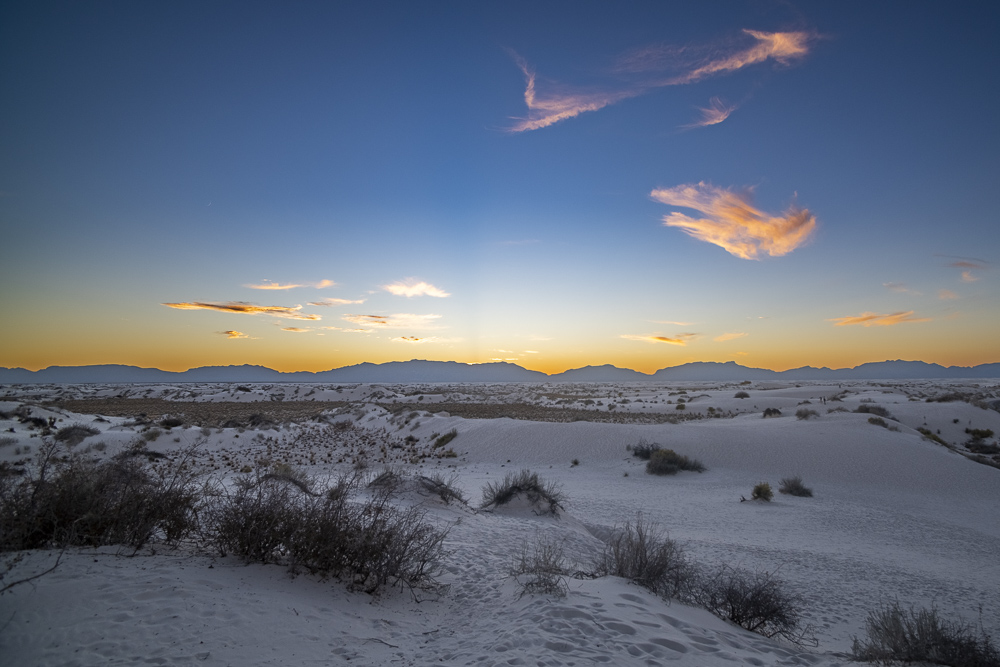 Sunset at White Sands National Monument, New Mexico