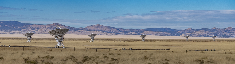 Several of the many Radio Telescopes around the National Radio Astronomy Observatory Very Large Array complex in New Mexico