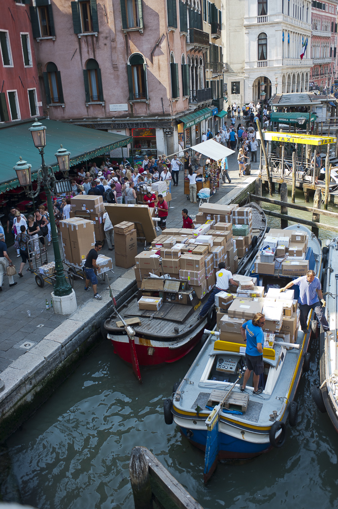 Freight and Commerce along the Grand Canal in Venice, Italy