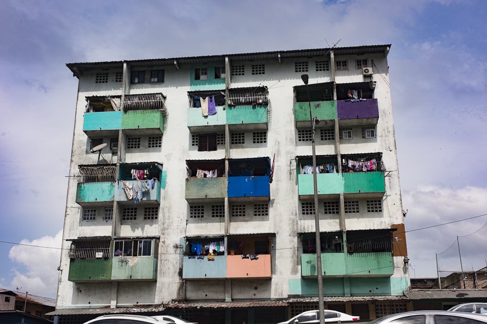 Laundry day at a  multifamily housing building. Panama City, Panama.