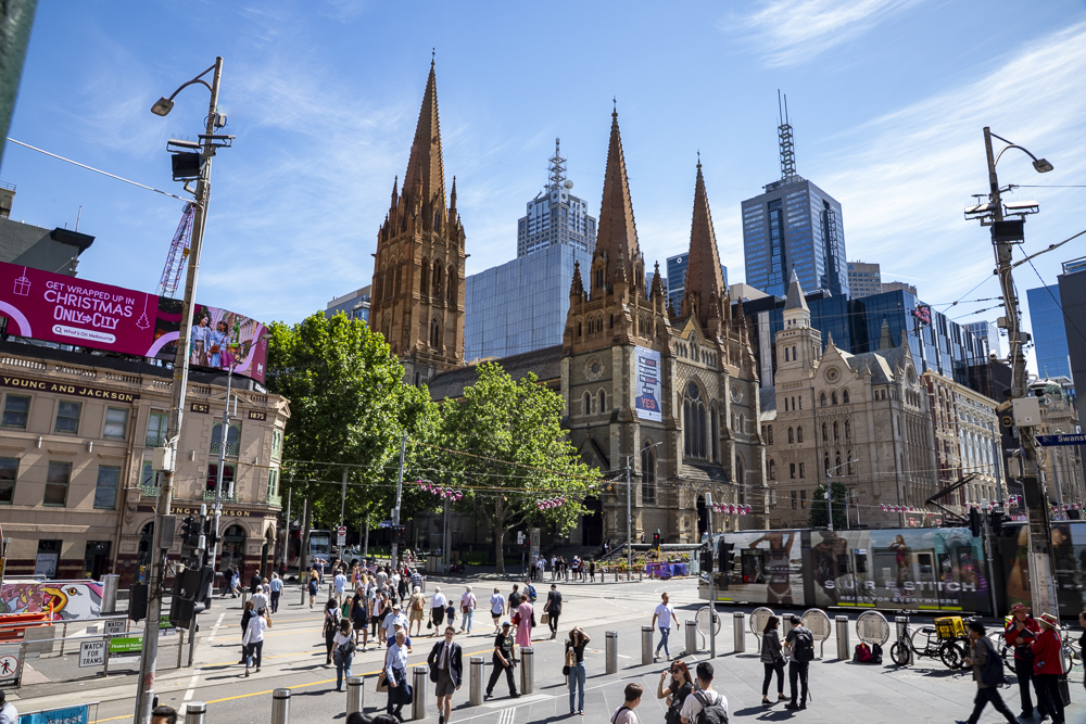 The view from the Flinder's Street Station, Melbourne Australia