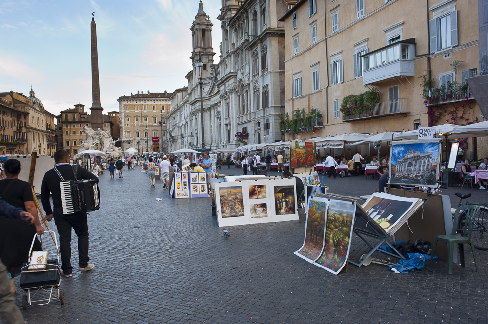 Art work on dispaly in the Piazza Navona, Rome, Italy
