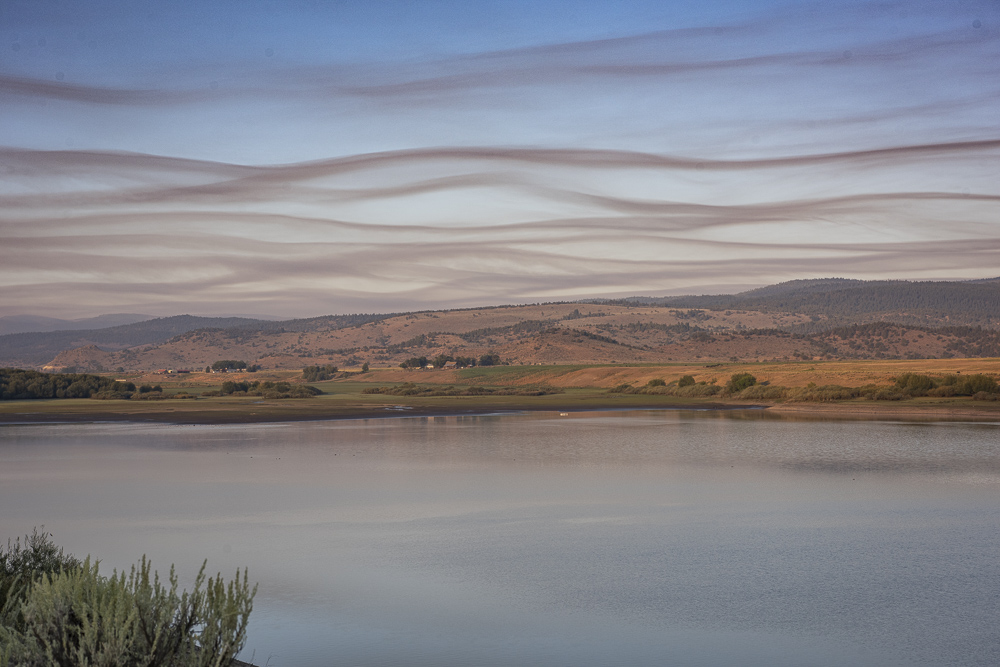 Interesting smoke cloud formations from nearby wild fires.  Unity Lake State Receration Site, Eastern Oregon